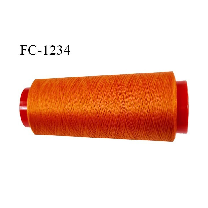 Cone 1000 m fil mousse polyester n°110 couleur orange foncé longueur 1000 mètres bobiné en France