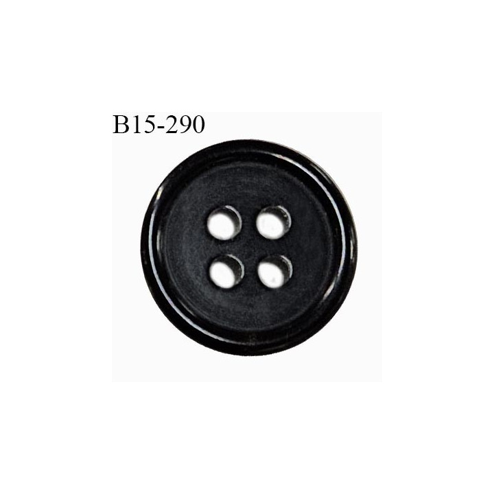 Bouton 15 mm couleur anthracite brillant 4 trous diamètre 15 mm épaisseur 4 mm prix à l'unité