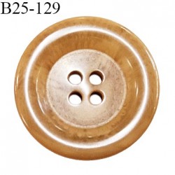 Bouton 25 mm pvc couleur beige caramel marbré en transparence 4 trous diamètre 25 mm épaisseur 5 mm prix à l'unité