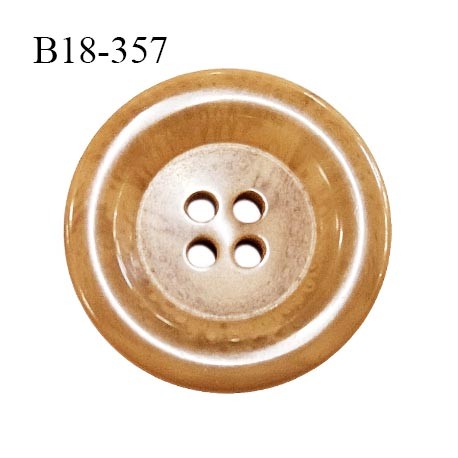 Bouton 18 mm pvc couleur beige caramel marbré en transparence 4 trous diamètre 18 mm épaisseur 4 mm prix à l'unité