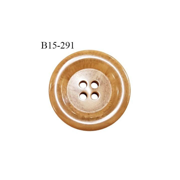 Bouton 15 mm pvc couleur beige caramel marbré en transparence 4 trous diamètre 15 mm épaisseur 4 mm prix à l'unité