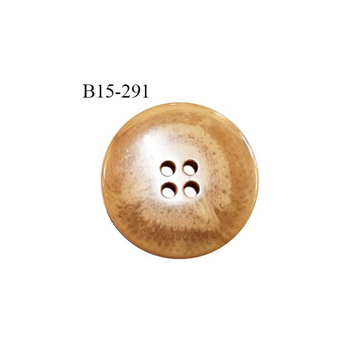 Bouton 15 mm pvc couleur beige caramel marbré en transparence 4 trous diamètre 15 mm épaisseur 4 mm prix à l'unité