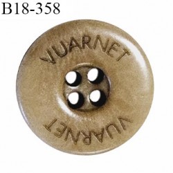 Bouton 18 mm couleur marron clair inscription Vuarnet 4 trous diamètre 18 mm épaisseur 3 mm prix à l'unité
