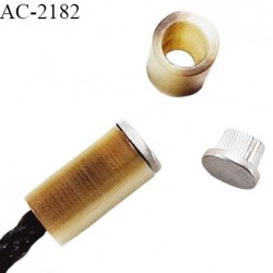 Arrêt stop cordon haut de gamme pvc marbré beige et marron hauteur 15 mm diamètre 4 mm à 8 mm avec embout métal prix à la pièce