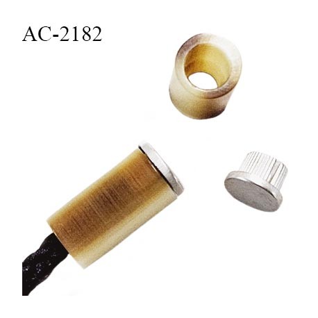 Arrêt stop cordon haut de gamme pvc marbré beige et marron hauteur 15 mm diamètre 4 mm à 8 mm avec embout métal prix à la pièce