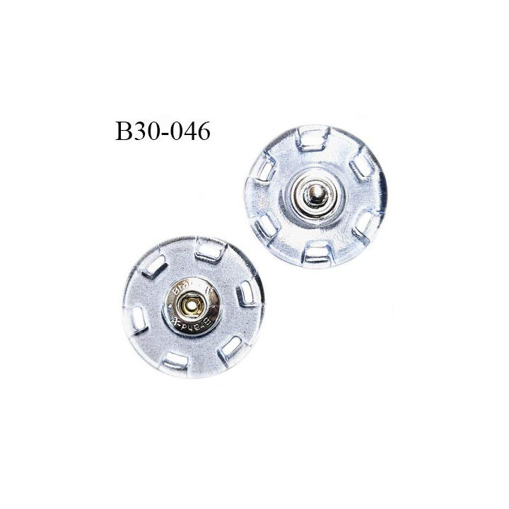 Bouton pression à coudre 30 mm haut de gamme en pvc transparent couleur bleu diamètre 30 mm épaisseur 3 mm prix à la pièce