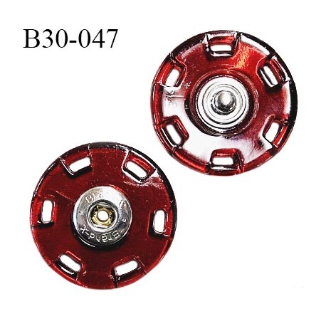 Bouton pression à coudre 30 mm haut de gamme en pvc transparent couleur rouge diamètre 30 mm épaisseur 3 mm prix à la pièce