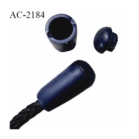 Arrêt stop cordon souple en caoutchouc couleur bleu marine hauteur 16 mm diamètre 4 mm à 9 mm prix à la pièce