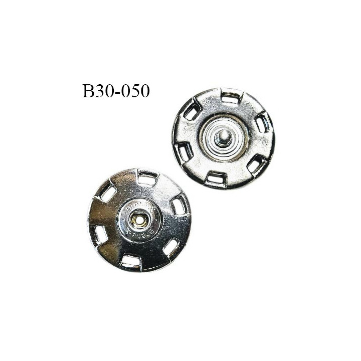 Bouton pression à coudre 30 mm haut de gamme couleur acier argent diamètre 30 mm épaisseur 3 mm prix à la pièce