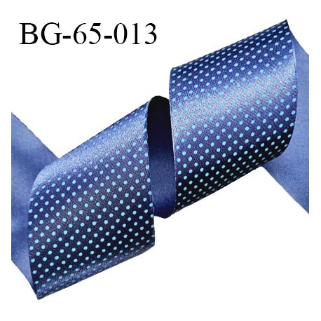 Biais à plier 65 mm haut de gamme synthétique brillant couleur bleu à pois bleu turquoise largeur 65 mm prix au mètre
