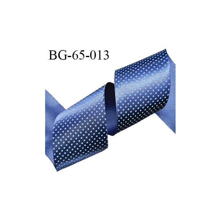 Biais à plier 65 mm haut de gamme synthétique brillant couleur bleu à pois bleu turquoise largeur 65 mm prix au mètre