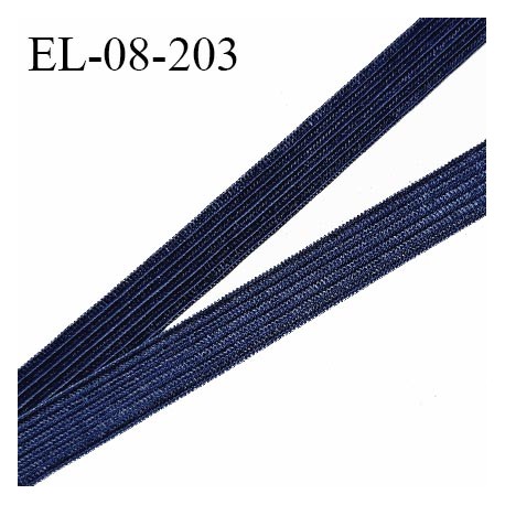 Elastique 8 mm lingerie et couture couleur bleu marine allongement +160% élastique souple largeur 8 mm prix au mètre