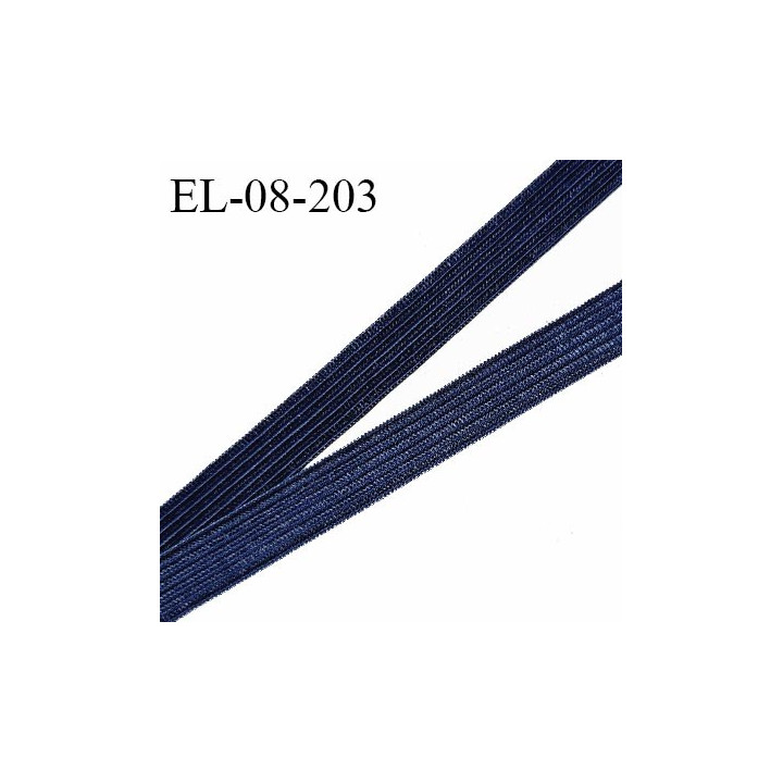Elastique 8 mm lingerie et couture couleur bleu marine allongement +160% élastique souple largeur 8 mm prix au mètre