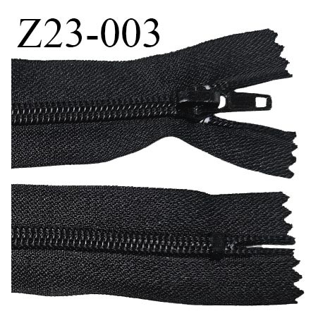 Fermeture zip 23 cm non séparable couleur noir longueur 23 cm largeur 3.2 cm largeur du zip 6 mm prix à la pièce