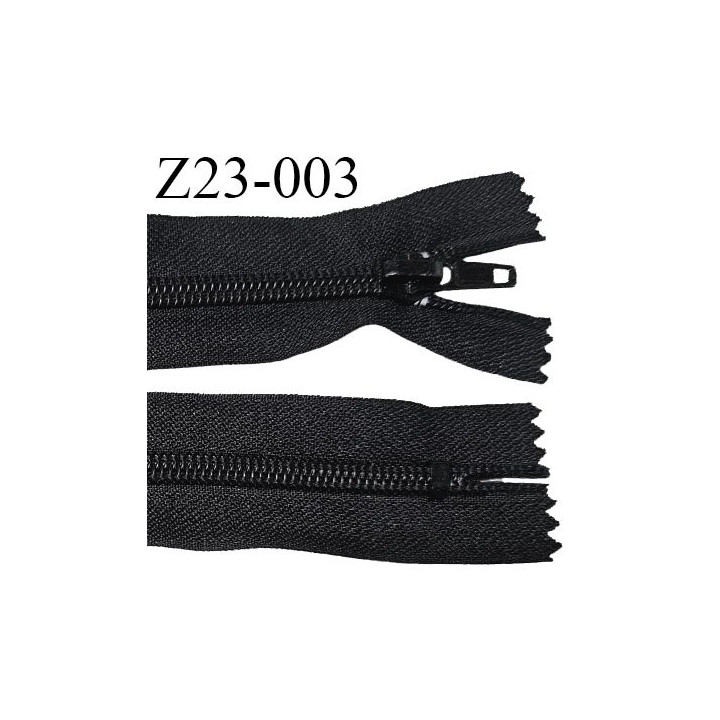 Fermeture zip 23 cm non séparable couleur noir longueur 23 cm largeur 3.2 cm largeur du zip 6 mm prix à la pièce