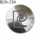 Bouton 20 mm couleur acier avec motif incrusté Pierre Cardin épaisseur 4 mm prix à l'unité