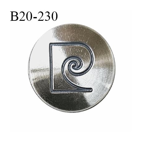 Bouton 20 mm couleur acier avec motif incrusté Pierre Cardin épaisseur 4 mm prix à l'unité