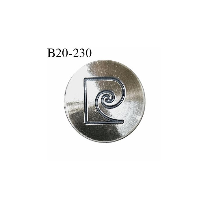 Bouton 20 mm couleur acier avec motif incrusté Pierre Cardin épaisseur 4 mm prix à l'unité