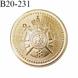 Bouton 20 mm couleur doré avec motif blason incrusté épaisseur 2 mm prix à l'unité