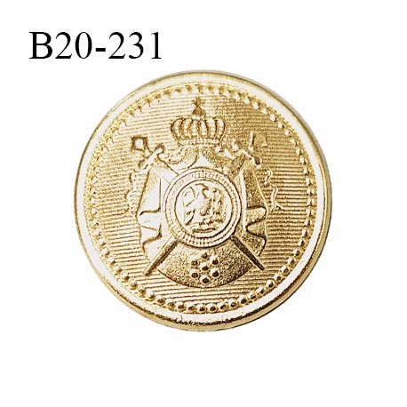 Bouton 20 mm couleur doré avec motif blason incrusté épaisseur 2 mm prix à l'unité