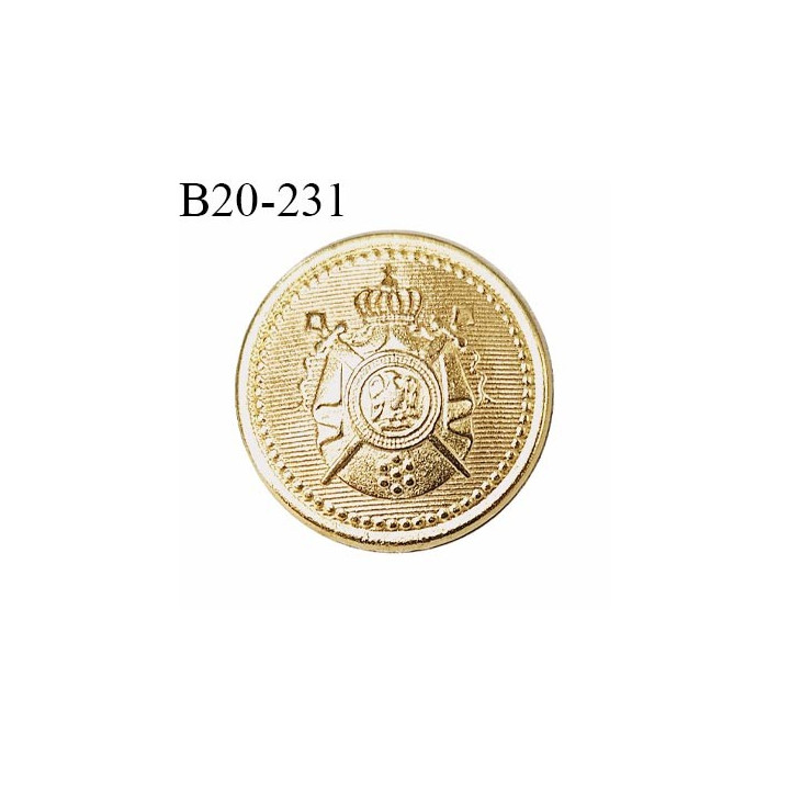 Bouton 20 mm couleur doré avec motif blason incrusté épaisseur 2 mm prix à l'unité