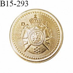 Bouton 15 mm couleur doré avec motif blason incrusté épaisseur 2 mm prix à l'unité