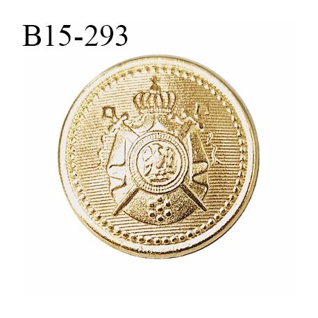 Bouton 15 mm couleur doré avec motif blason incrusté épaisseur 2 mm prix à l'unité