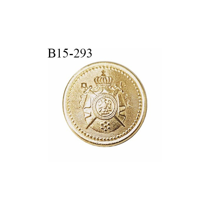 Bouton 15 mm couleur doré avec motif blason incrusté épaisseur 2 mm prix à l'unité