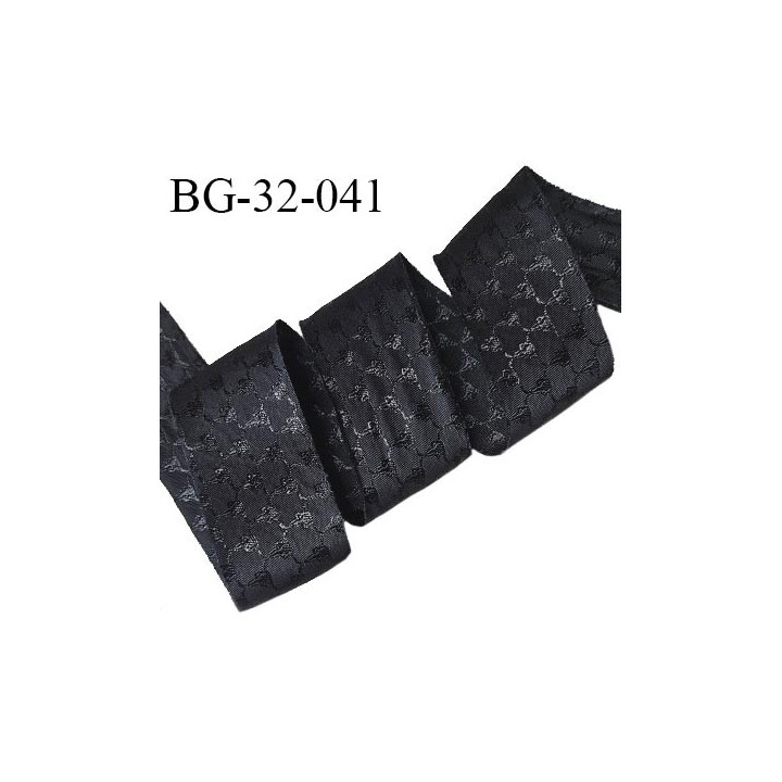Biais à plier 32 mm couleur noir avec motifs brodés largeur 32 mm prix au mètre