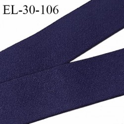 Elastique lingerie 30 mm couleur bleu marine haut de gamme très doux au toucher largeur 30 mm allongement +130% prix au mètre
