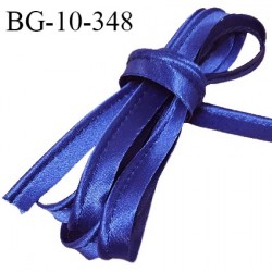 Passepoil satin 10 mm couleur bleu largeur 10 mm avec lien cordon coton intérieur 2 mm prix du mètre