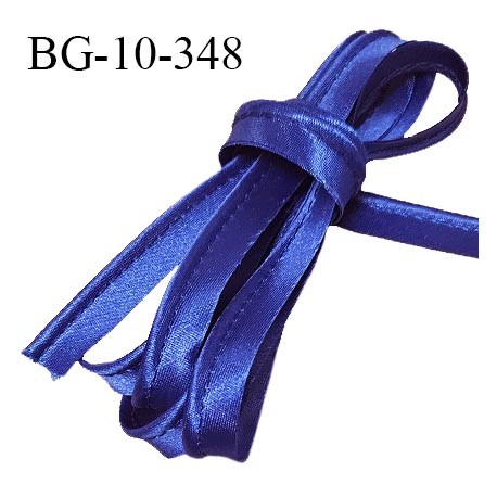 Passepoil satin 10 mm couleur bleu largeur 10 mm avec lien cordon coton intérieur 2 mm prix du mètre