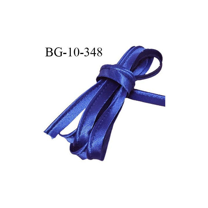Passepoil satin 10 mm couleur bleu largeur 10 mm avec lien cordon coton intérieur 2 mm prix du mètre