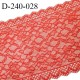 Tissu dentelle 23 cm extensible haut de gamme largeur 23 cm couleur rouge corail prix pour 1 mètre