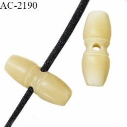 Arrêt stop cordon en pvc  couleur beige hauteur 25 mm largeur 10 mm passage pour cordon de 2 mm prix à l'unité