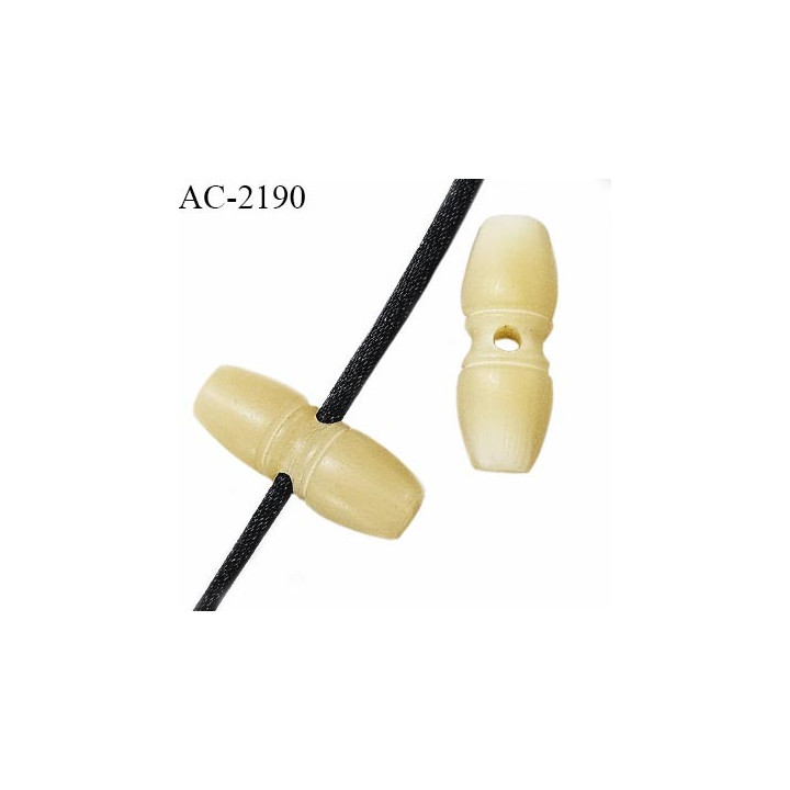 Arrêt stop cordon en pvc  couleur beige hauteur 25 mm largeur 10 mm passage pour cordon de 2 mm prix à l'unité