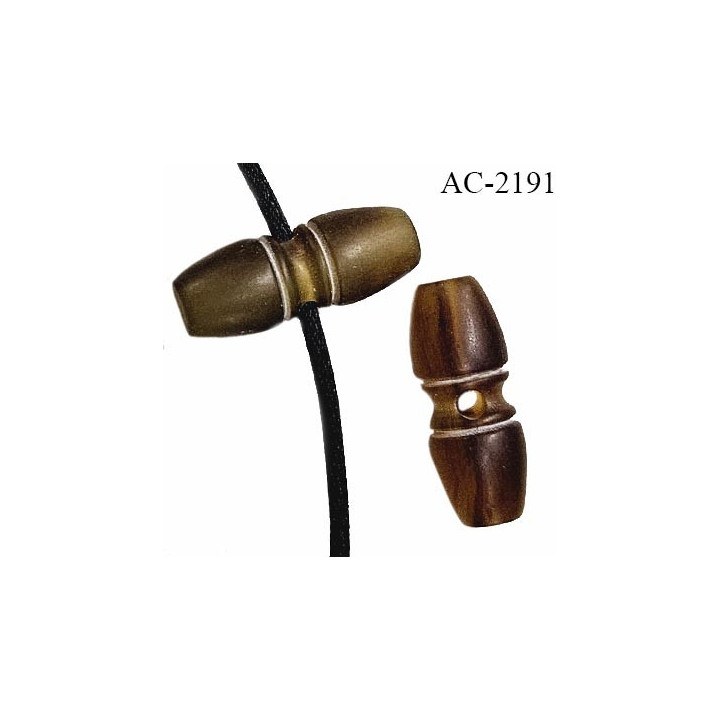 Embout stop cordon en pvc couleur marron hauteur 25 mm largeur 10 mm passage pour cordon de 2 mm prix à l'unité