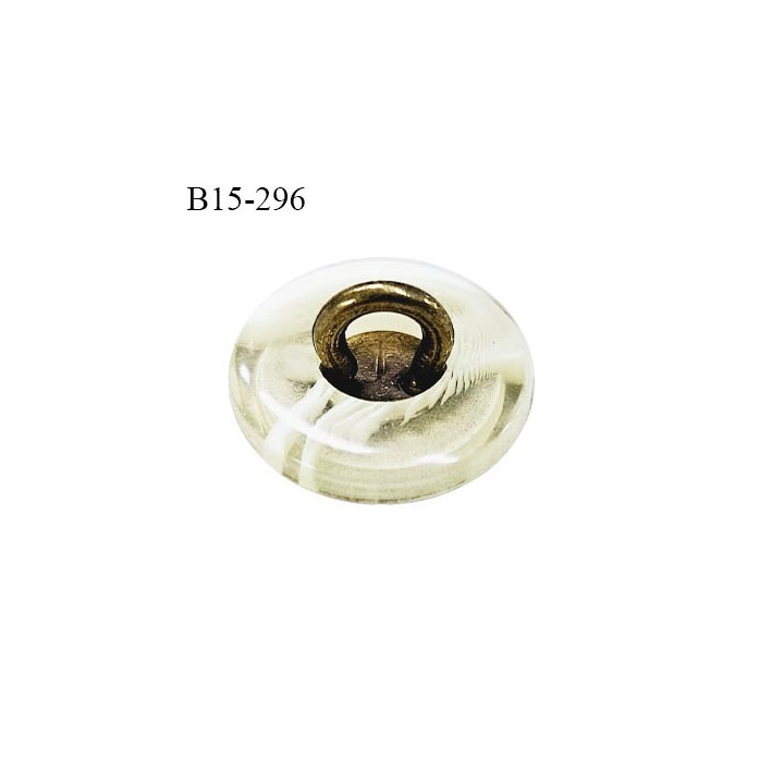 Bouton 15 mm métal gravé avec contour en pvc marbré blanc et transparent fabriqué en France prix à l'unité