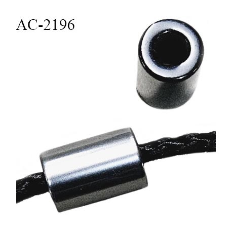 Arrêt stop cordon en pvc couleur gris brillant hauteur 15 mm largeur 10 mm passage pour cordon de 5 mm prix à l'unité