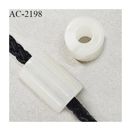 Arrêt stop cordon en pvc couleur naturel marbré hauteur 18 mm largeur 12 mm passage pour cordon de 5 mm prix à l'unité