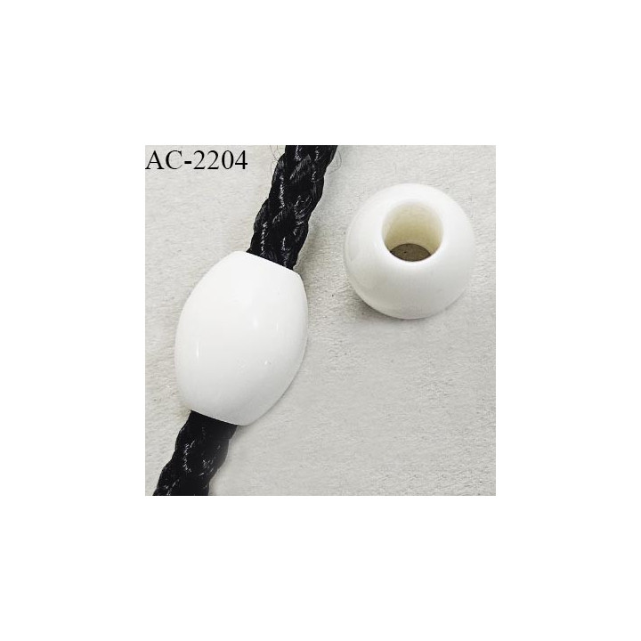 Perle en pvc couleur naturel hauteur 12 mm largeur 10 mm passage pour cordon de 4 mm prix à l'unité