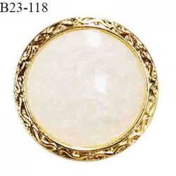 Bouton 23 mm haut de gamme couleur or et nacre diamètre 23 mm épaisseur 4 mm accroche avec un anneau prix à la pièce