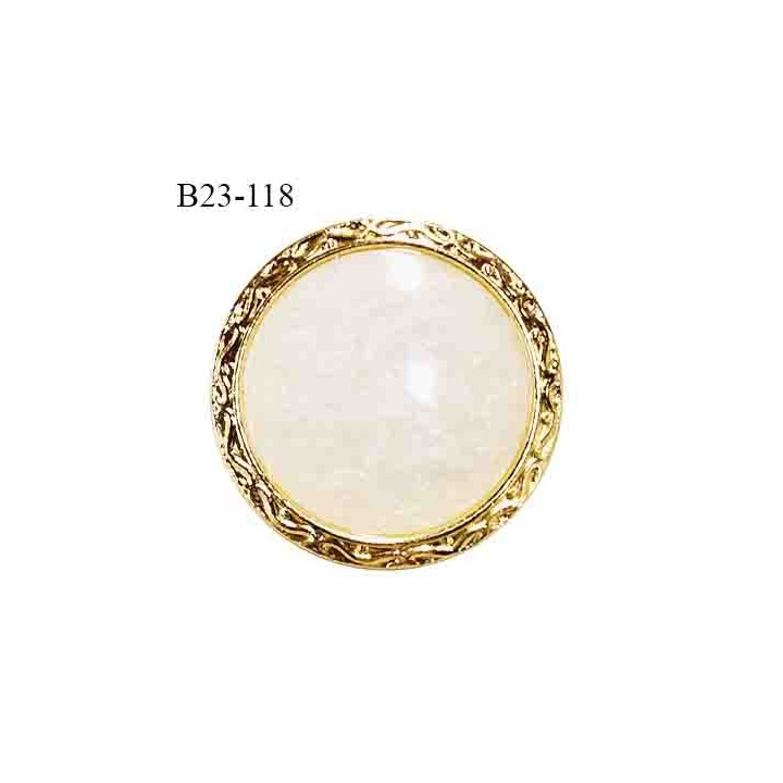 Bouton 23 mm haut de gamme couleur or et nacre diamètre 23 mm épaisseur 4 mm accroche avec un anneau prix à la pièce