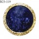 Bouton 23 mm haut de gamme couleur or et bleu diamètre 23 mm épaisseur 4 mm accroche avec un anneau prix à la pièce