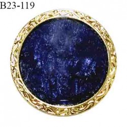 Bouton 23 mm haut de gamme couleur or et bleu diamètre 23 mm épaisseur 4 mm accroche avec un anneau prix à la pièce