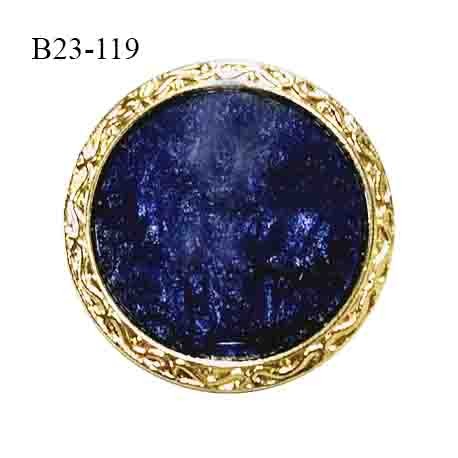 Bouton 23 mm haut de gamme couleur or et bleu diamètre 23 mm épaisseur 4 mm accroche avec un anneau prix à la pièce