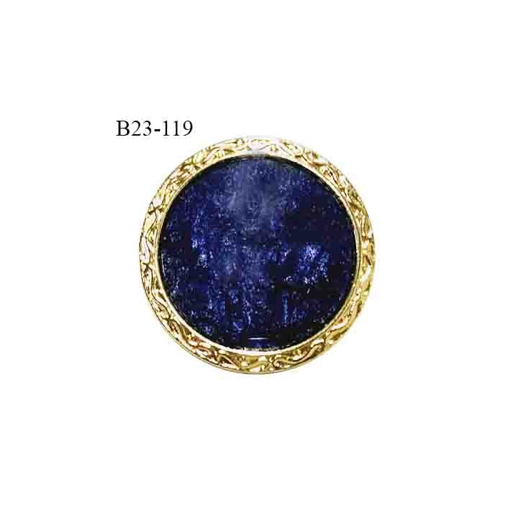Bouton 23 mm haut de gamme couleur or et bleu diamètre 23 mm épaisseur 4 mm accroche avec un anneau prix à la pièce