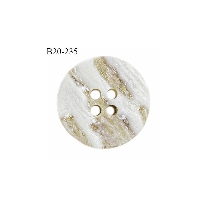 Bouton 20 mm en pvc couleur beige style corne 4 trous diamètre 20 mm épaisseur 3.5 mm prix à l'unité