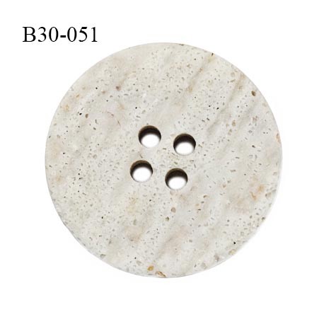 Bouton 31 mm en pvc couleur beige écru 4 trous diamètre 31 mm épaisseur 5 mm prix à la pièce