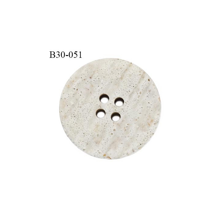 Bouton 31 mm en pvc couleur beige écru 4 trous diamètre 31 mm épaisseur 5 mm prix à la pièce